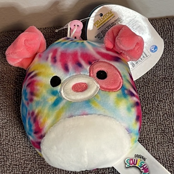 KELLYTOY SQUISHMALLOWS Clip-On Shena Dog Tie-Dye Stuffed Plush - Picture 6 of 6